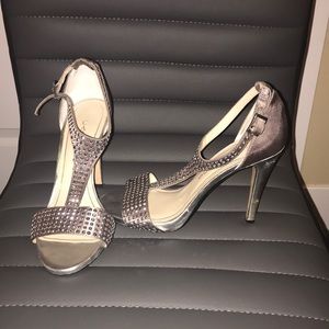 Rhinestone gray stilettos